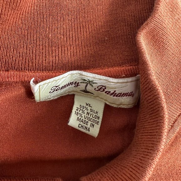 Tommy Bahama 1/4 Zip Sweater Mens Size XL Silk Blend Long Sleeve Orange Preppy - Picture 5 of 7